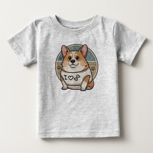 Cute Corgi “Ik hou van botten” T-shirt (Voorkant)
