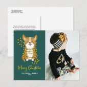 Cute Corgi in String Lights Merry-kerstfoto Feestdagenkaart (Voorkant / Achterkant)