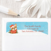 Cute Corgi-kerstadres Etiket (Insitu)