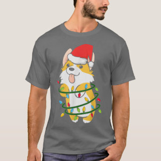 Cute Corgi-kerstboom Licht Puppy Owner Dog L T-shirt