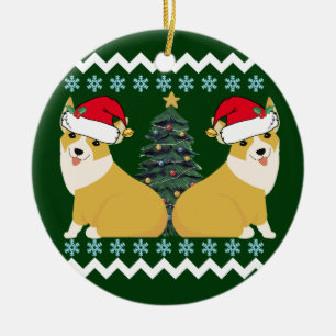 Cute Corgi KerstKerstkerstkerstkerstkerstkerstkers Keramisch Ornament