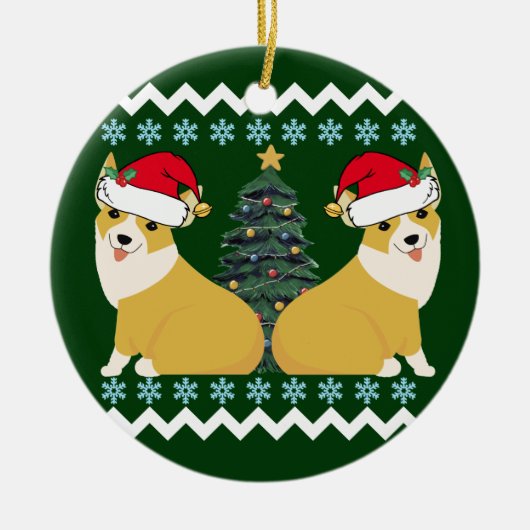 Cute Corgi KerstKerstkerstkerstkerstkerstkerstkers Keramisch Ornament (Voorkant)