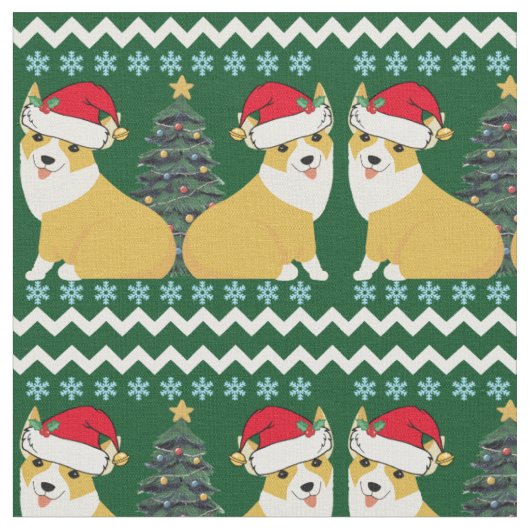Cute Corgi KerstKerstkerstkerstkerstkerstkerstkers Stof (Close Up)