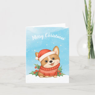 Cute Corgi Kerstmis Feestdagen Kaart