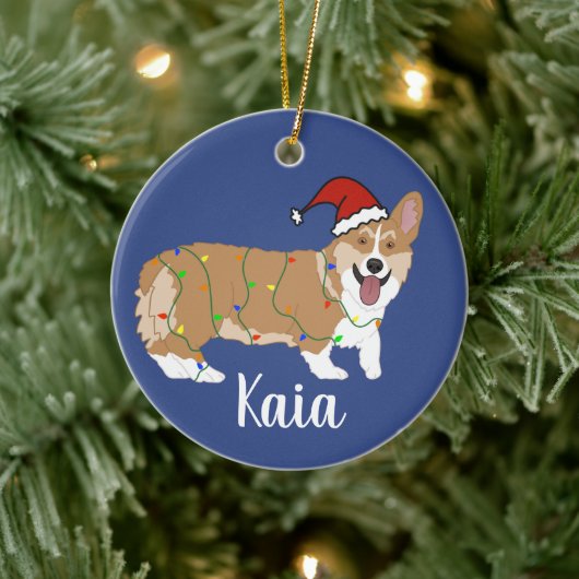 Cute Corgi Kerstmis Keramisch Ornament (Boom)