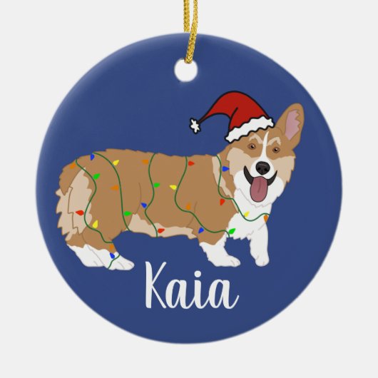 Cute Corgi Kerstmis Keramisch Ornament (Voorkant)