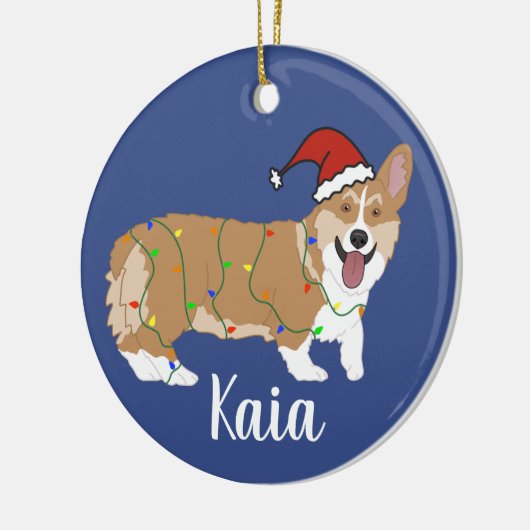 Cute Corgi Kerstmis Keramisch Ornament (Links)