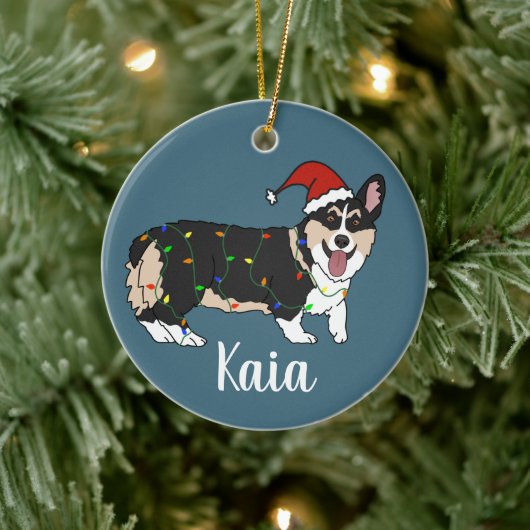 Cute Corgi Kerstmis Keramisch Ornament (Boom)