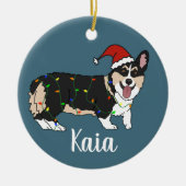 Cute Corgi Kerstmis Keramisch Ornament (Voorkant)