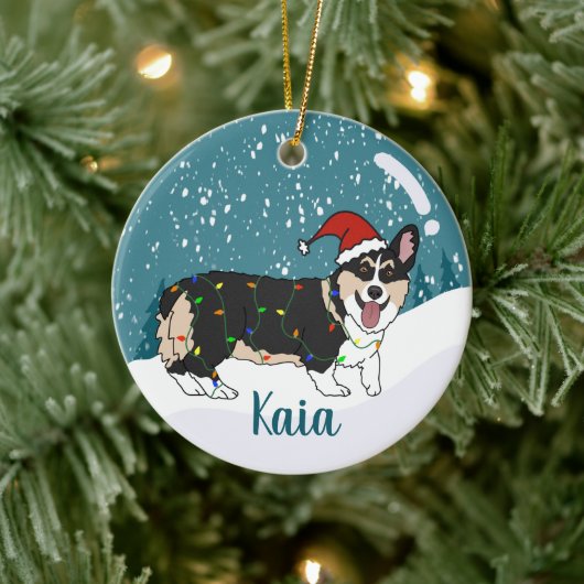 Cute Corgi Kerstmis Keramisch Ornament (Boom)