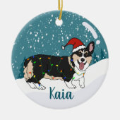 Cute Corgi Kerstmis Keramisch Ornament (Voorkant)