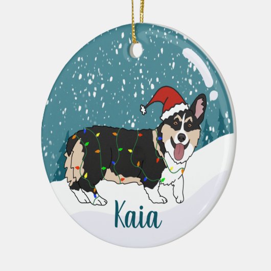 Cute Corgi Kerstmis Keramisch Ornament (Links)