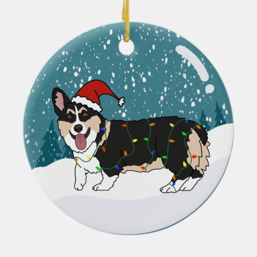 Cute Corgi Kerstmis Keramisch Ornament (Achterkant)