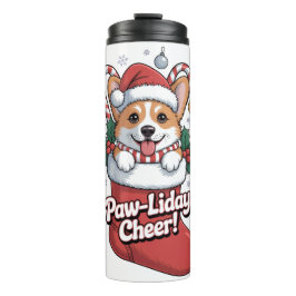 Cute Corgi Kerstmoker – Paw-liday Cheer Koffie  Thermosbeker