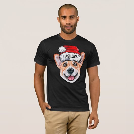 Cute Corgi-kerstPet Dog Big T-shirt (Voorkant volledig)