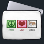 Cute Corgi Laptop Sleeve<br><div class="desc">Een vredesteken,  hart en een schattige pembroke welsh corgi.</div>