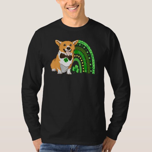 Cute Corgi Leprechaun Rainbow Shamrock St Patrick T-shirt (Voorkant)