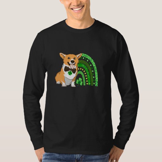 Cute Corgi Leprechaun Rainbow Shamrock St Patrick T-shirt (Voorkant)