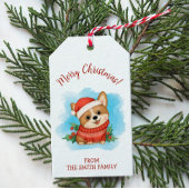 Cute Corgi Merry Kerstmis Cadeaulabel