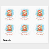 Cute Corgi Merry Kerstmis Ronde Sticker (Vel)