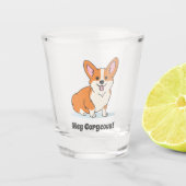 Cute Corgi met Funny Joke Shot Glas (Voorkant)