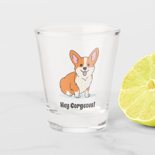 Cute Corgi met Funny Joke Shot Glas (Voorkant)