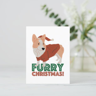 Cute Corgi met kerstmis: Furry kerst Briefkaart