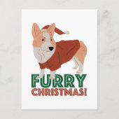 Cute Corgi met kerstmis: Furry kerst Briefkaart (Voorkant)