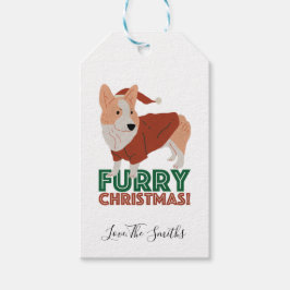 Cute Corgi met kerstmis: Furry kerst Cadeaulabel