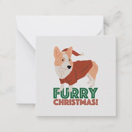 Cute Corgi met kerstmis: Furry kerst Notitiekaartje (Voorkant)