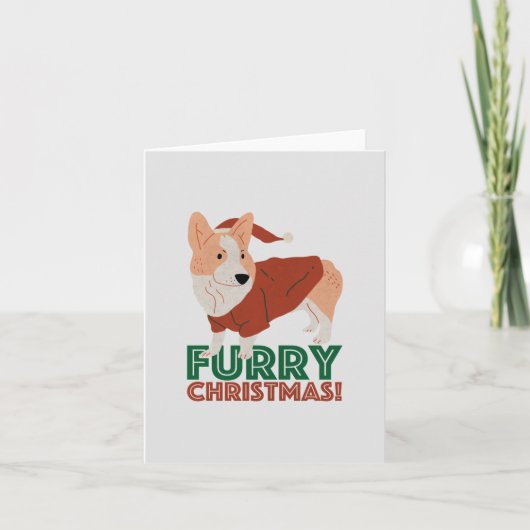 Cute Corgi met kerstmis: Furry kerst Notitiekaartje (Voorkant)