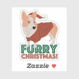 Cute Corgi met kerstmis: Furry kerst Sticker