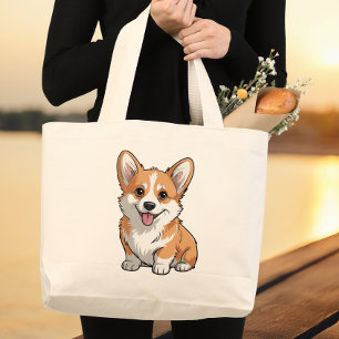 Cute Corgi Moeder Puppy Hond Liefhebber Geschenk F Grote Tote Bag