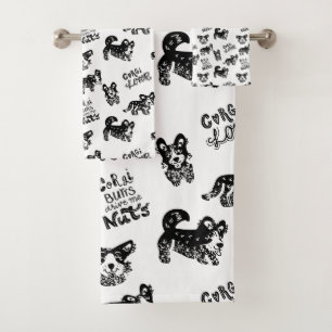 Cute Corgi Pattern Bad Handdoek