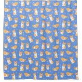 Cute Corgi Pattern Blue Douchegordijn (Voorkant)