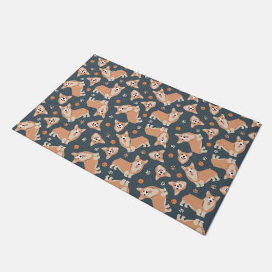Cute Corgi Pattern Deurmat (Schuin)