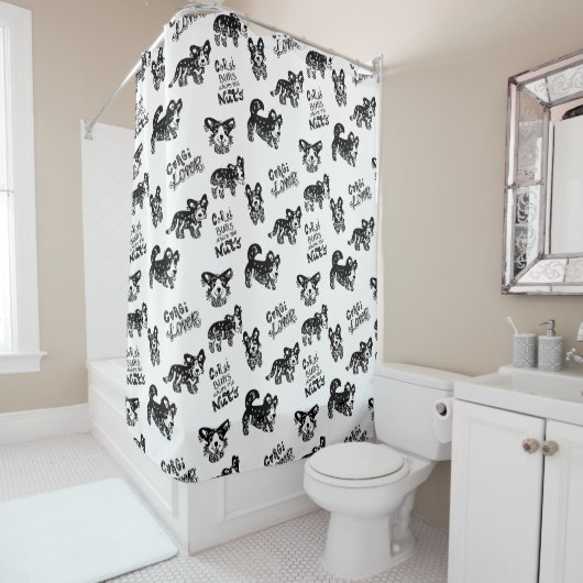 Cute Corgi Pattern Douchegordijn (In situ)