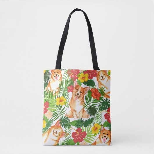 Cute Corgi Pattern glimlachen Tote Bag (Voorkant)