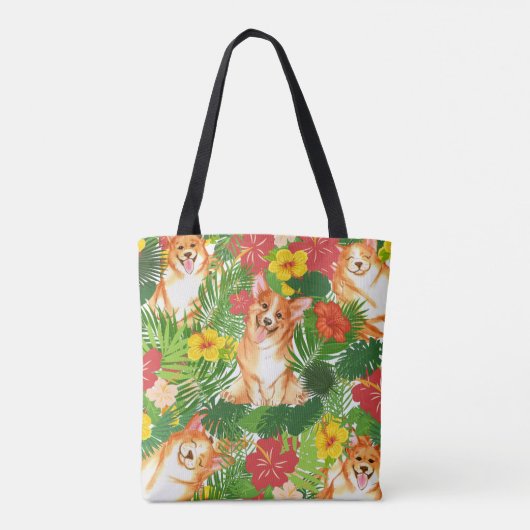 Cute Corgi Pattern glimlachen Tote Bag (Achterkant)