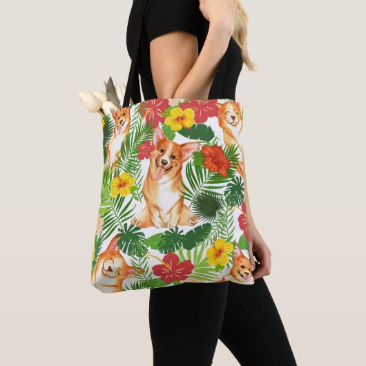 Cute Corgi Pattern glimlachen Tote Bag (Dichtbij)