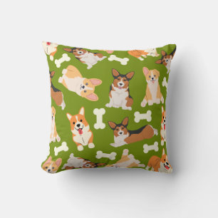 Cute Corgi Pattern Green Kussen