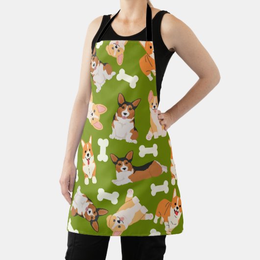 Cute Corgi Pattern Green Schort (Insitu)