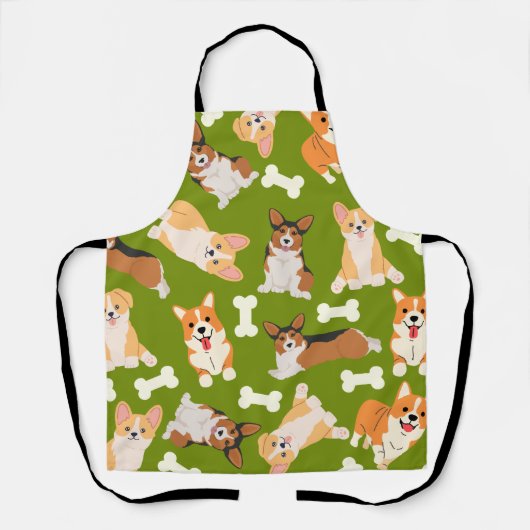 Cute Corgi Pattern Green Schort (Voorkant)