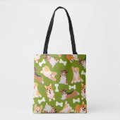 Cute Corgi Pattern Green Tote Bag (Voorkant)