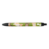 Cute Corgi Pattern Green Zwarte Inkt Pen (Voorkant)