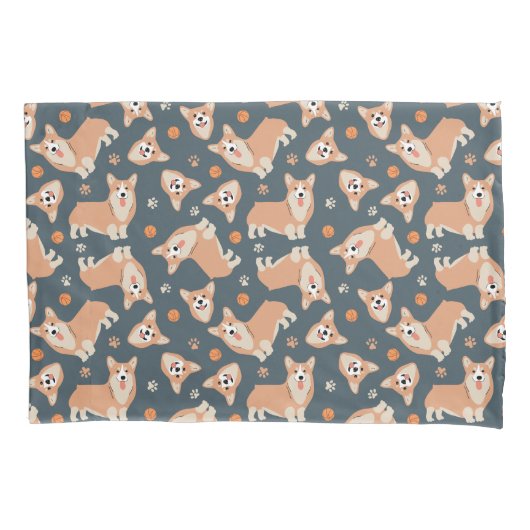 Cute Corgi Pattern Kussensloop (Voorkant)