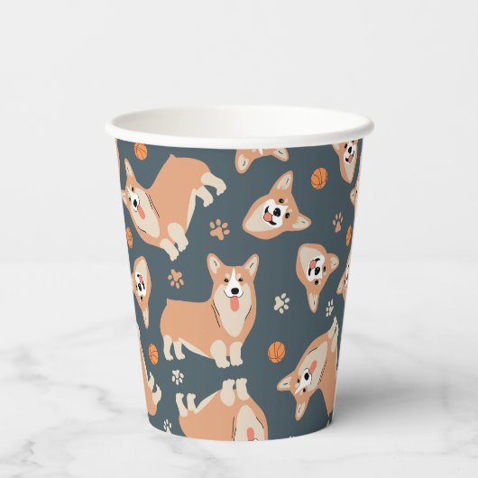 Cute Corgi Pattern Papieren Bekers (Achterkant)