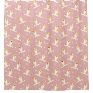 Cute Corgi Pattern roze Douchegordijn