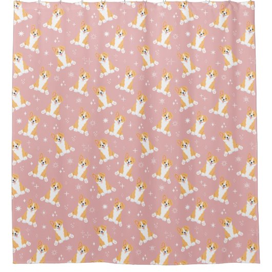 Cute Corgi Pattern roze Douchegordijn (Voorkant)