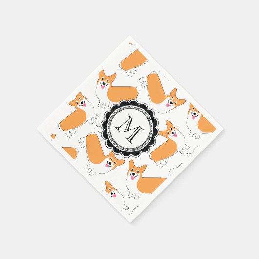 Cute Corgi Pattern Servet (Hoek)